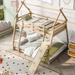 Twin over Queen House Bunk Bed with Climbing Nets and Climbing Ramp