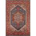 Blue Geometric Heriz Serapi Oriental Area Rug Hand-Knotted Wool Carpet - 8'8"x 11'10"