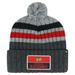 Men's '47 Gray Chicago Blackhawks Stack Patch Cuffed Knit Hat with Pom