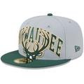 Men's New Era Gray/Hunter Green Milwaukee Bucks Tip-Off Two-Tone 59FIFTY Fitted Hat