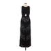 Fame And Partners Cocktail Dress - Sheath Crew Neck Sleeveless: Black Print Dresses - Women's Size 6