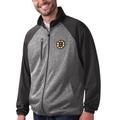 Men's G-III Sports by Carl Banks Black Boston Bruins Runners Raglan Full-Zip Track Jacket