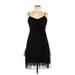 JS Collection Cocktail Dress - Mini V Neck Sleeveless: Black Print Dresses - Women's Size 10 Petite