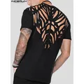 INCERUN top 2023 stile americano nuovi uomini Sexy per il tempo libero Camiseta moda maschile Hollow