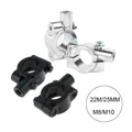 Coppia 7/8 "Pollici 22mm 25mm Manubrio 10mm 8mm Filettatura Moto Specchio Mount Morsetto Specchietto retrovisore Adattatore Supporto Argento Nero