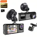 Dash Cam con registrazione in loop per visione notturna IR e schermo IPS da 2" 1080P 3 telecamere, registratore DVR, videoregistratore, DVR per veicoli