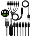 6 in 1 cavo splitter micro USB/tipo C da USB A 2.0 a 6 cavo di ricarica per sincronizzazione dati micro USB/tipo C per telefono
