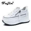 Fujin 7cm scarpe Casual da donna in vera pelle 7cm piattaforma zeppa donna donna moda Sneakers