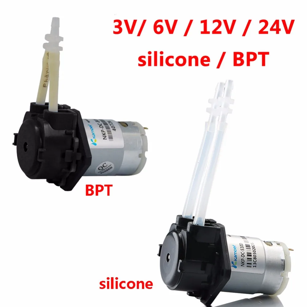 DC 3V 6V 12V 24V Piccola pompa dosatrice peristaltica Micro autoadescante Mute Pompa per acqua liquida Tubo in silicone BPT per pompa da laboratorio 12V DC