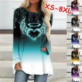 XS-8XL donne autunno e inverno vestiti Casual manica lunga top donna 3D stampato camicie tunica