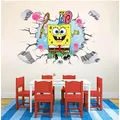 Simulazione 3D SpongeBob Squarepants rimuovi colore adesivi murali camera da letto divano spazio