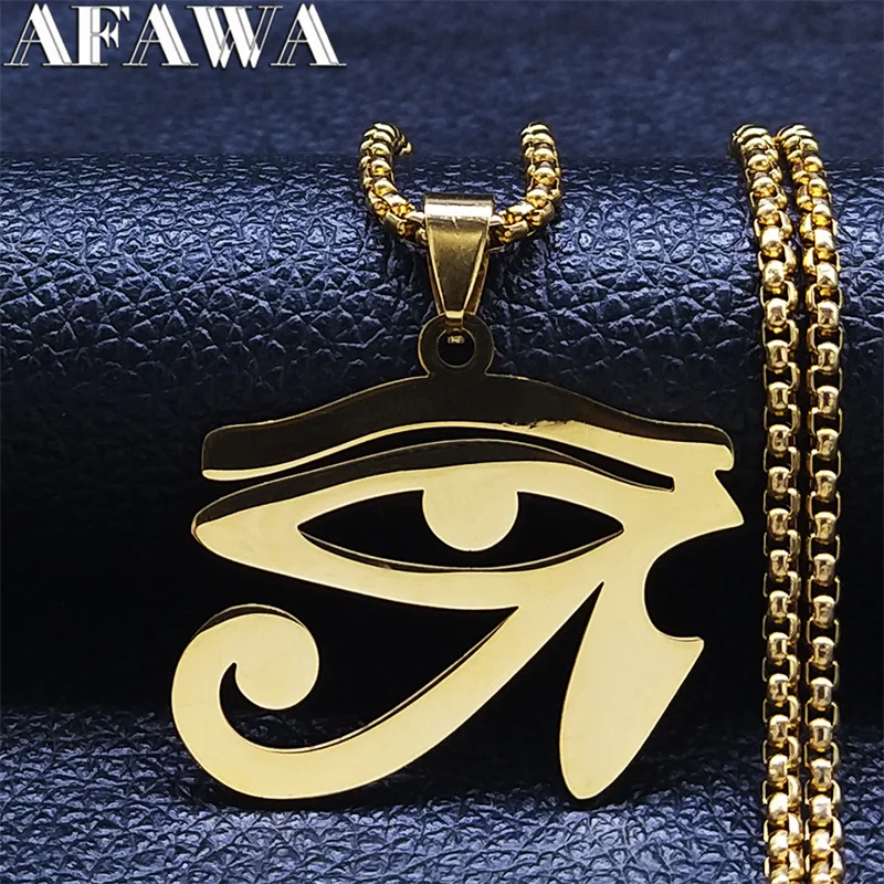 Occhi egiziani in acciaio inossidabile Collane a catena da uomo Dichiarazione Mitologia Occhio di Ra Horus Collana con simbolo Gioielli bijoux femme N4540