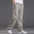 Pantaloni Casual da uomo in cotone Cargo da uomo tasca pantaloni dritti larghi pantaloni da lavoro