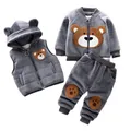 Autunno inverno neonati maschi set di vestiti in pile spesso cartone animato orso giacca gilet