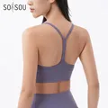 SOISOU Nylon Sexy Top donna reggiseno palestra sport Yoga reggiseno Fitness per le donne elastico