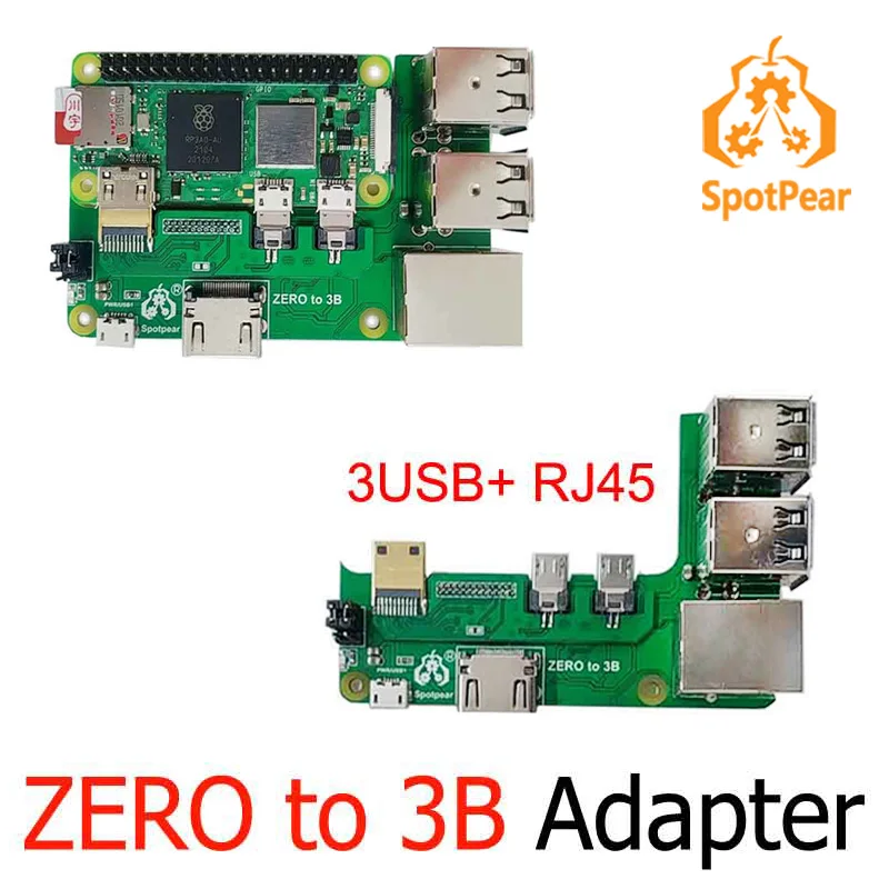 Adattatore di interfaccia Raspberry Pi Zero da 2 W a 3B/4B Scheda di espansione Zero a Pi3/Pi4 / Pi5 Zero Pi0 HUB USB RJ45 HAT