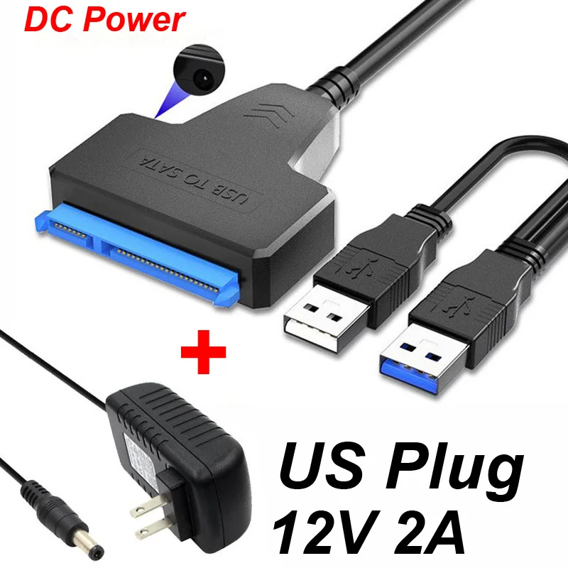 Adattatore USB 3.0 TYPE-C 3.1 A SATA 6 Gbps 2.0 2.5 HDD esterno SSD disco rigido 7 + 15/22 pin III cavo per PC telefono portatile + alimentazione CC