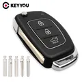 KEYYOU 3 Pulsante Pieghevole Flip Chiave A Distanza Borsette Chiave Dell'automobile Caso Per Hyundai Solaris Ix35 Ix45 Serie Auto Chiave Spazi di Caso Fob Uncut