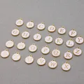 10pcs/26pcs Alfabeto Lettera Doppio Viso Dello Smalto Pendenti E Ciondoli KC colore Oro Bianco Dello