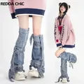 REDDACHiC Acubi Fashion Y2k scaldamuscoli donna Streetwear fasciatura stivali di jeans coprire