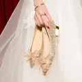 Scarpe da sposa piatte con nodo a farfalla in cristallo scarpe da donna scarpe da sposa in argento