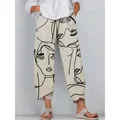 CLOOCL pantaloni Casual da donna estivi pantaloni a nove punte modello fiore di giglio pantaloni con