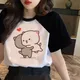 Kawaii Peach and Goma Mochi Cat Love Print T Shirt donna Y2k vestiti Cartoon Funny T-Shirt Harajuku