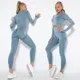 Donne Seamless Yoga Set Fitness tute sportive abbigliamento da palestra manica lunga Crop Top