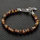 Braccialetti con filo di perline occhio di tigre da 6 mm Braccialetti con ciondoli da donna per uomo Catena in acciaio inossidabile Bracciale in pietra naturale colorata Regalo di gioielli maschili