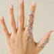 Anello a maglie a catena di nuova moda con strass pieno fiore vintage doppio dito per accessori regalo per gioielli da festa per ragazza da donna