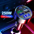 Caricabatteria da auto USB PD da 250 W Adattatore per telefono USB di tipo C a ricarica rapida in auto per iPhone 13 Pro Xiaomi Huawei Samsung Caricabatterie rapido per auto