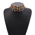 Bigiotteria Multi Strand Tennis Gemstone Crystal Statement Chunky strass Choker collana per le donne