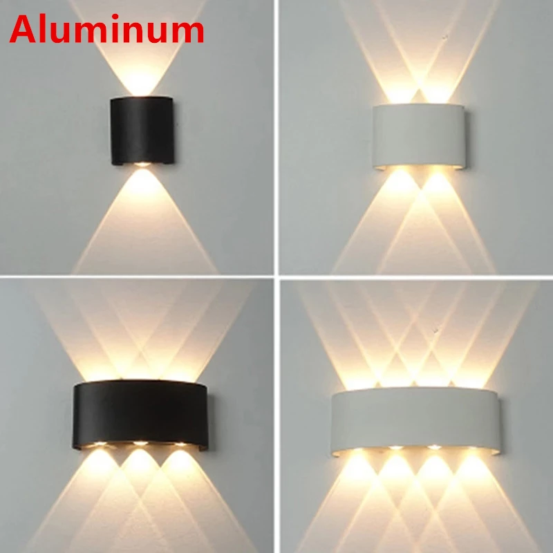 Lampada da parete a LED per esterni Impermeabile IP65 Lampada da parete da cortile 2W 4W 6W 8W 12W Luci da giardino Camera da letto in alluminio Soggiorno Scale Illuminazione