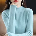 Maglione di cachemire mezzo collo alto nuovo Pullover autunno e inverno da donna in lana maglione di