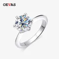 OEVAS Sparkling 0.5-3 Carat Moissanite anelli per le donne 18K White Gold Color 100% 925 Sterling