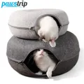 Donut Cat Bed for 2 Cats Pet Cat Tunnel Toys Kitten House Basket Interactive Play Toys for Cats