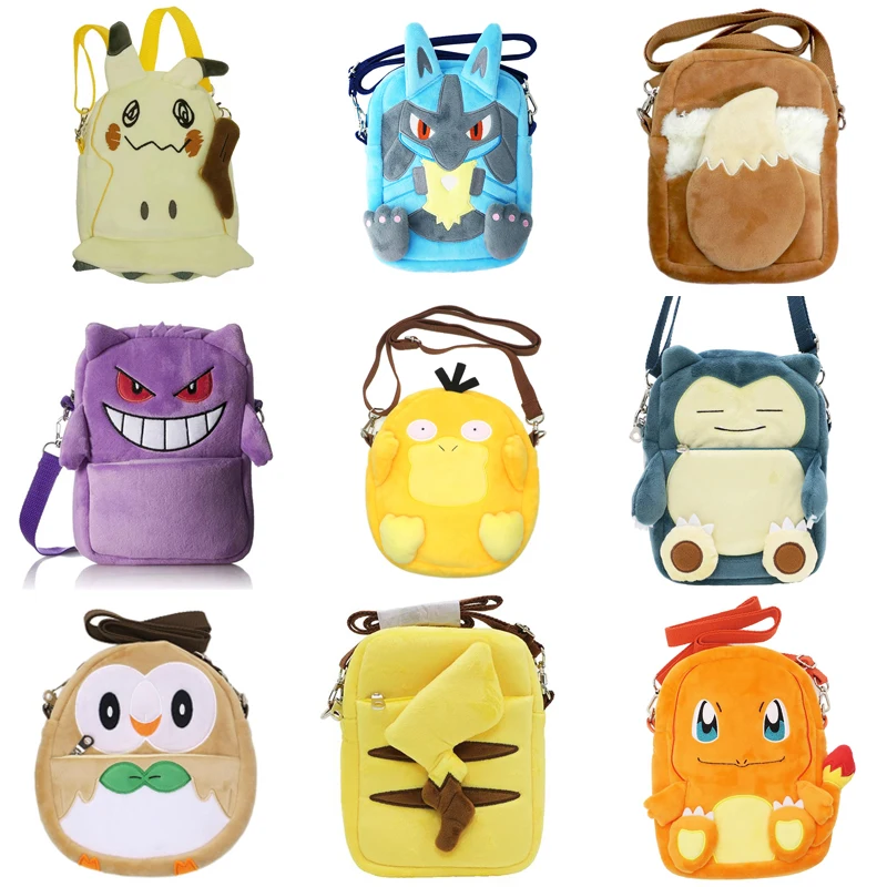 19*15 CM Pokemon Peluche Borsa a tracolla Pikachu Charmander Borsa per cellulare Kawaii Anime Lucario Puntelli Cosplay Portamonete Regali per bambini