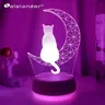 Il più nuovo 3D acrilico Led Night Light Moon Cat Figure Nightlight per Kid Child Bedroom Sleep