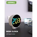 Aierwill N16 sveglia rotonda con calendario Snooze 12/24 ore settimana digitale LED tavoli orologio