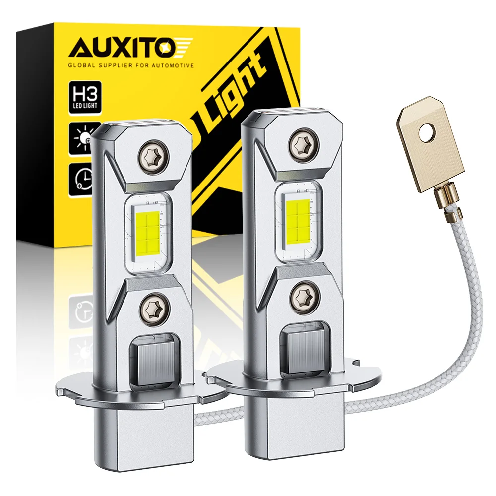 AUXITO 2 pezzi H3 lampadina per fari a LED Canbus senza ventola abbaglianti 6500K bianco giallo auto LED fendinebbia lampada di guida DRL 12V Mini design