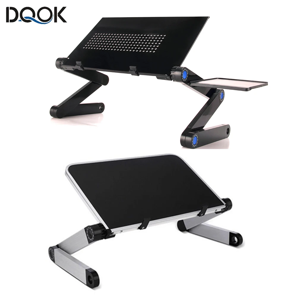 Supporto da scrivania per laptop regolabile Lapdesk ergonomico in alluminio portatile per TV letto divano PC tavolo per notebook supporto da scrivania con tappetino per mouse