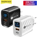 Caricatore USB PD Adattatore di carica per telefono con display digitale di tipo C a ricarica rapida da 20 W per iPhone Samsung Xiaomi Huawei Caricatore da muro USB C