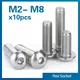 10 pz/lotto M2 M2.5 M3 M4 M5 M6 M8 304 In Acciaio Inox Esagono Incassato A Esagono Incassato Testa del Tasto Vite Bulloni Rotonda a Testa Piatta Vite Standoff