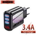Caricatore USB 3.4A Display digitale Ricarica rapida Ricarica rapida Adattatore per caricabatterie per telefoni cellulari 3.0 per iPhone Samsung Xiaomi Huawei