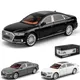 1/24 Audi A8 Pressofuso In Lega di Metallo Giocattolo Auto Modello di Veicolo In Miniatura Tirare Indietro Suono e Luce Porte Apribile Collezione Regalo Per Il Ragazzo