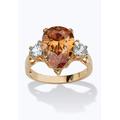 Women's 6.41 Tcw Pear-Cut Champagne Cubic Zirconia Ring In Gold-Plated by PalmBeach Jewelry in Gold (Size 6)