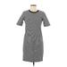 Joe Fresh Casual Dress - Sheath Crew Neck Short sleeves: Black Print Dresses - Women's Size 6