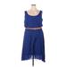 Luxology Casual Dress - A-Line Scoop Neck Sleeveless: Blue Print Dresses - Women's Size 20