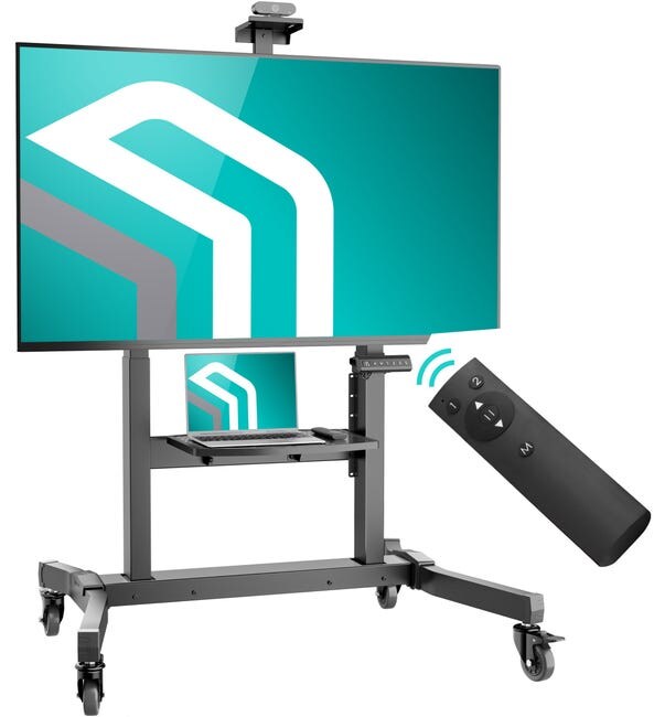 ONKRON Motorisierter TV Ständer rollbar für 50-100 Zoll TVs bis 120 kg, höhenverstellbar mit Fernbedienung, neigbar, Schwarz TS1991E Image