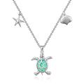 KINGWHYTE Turtle Pendant Necklace For Women 925 Sterling Silver Opal Turtle Necklace With Starfish Shell Pendant Animal Jewellery Birthday Gifts For Women Daughter Mom and Animal Lovers